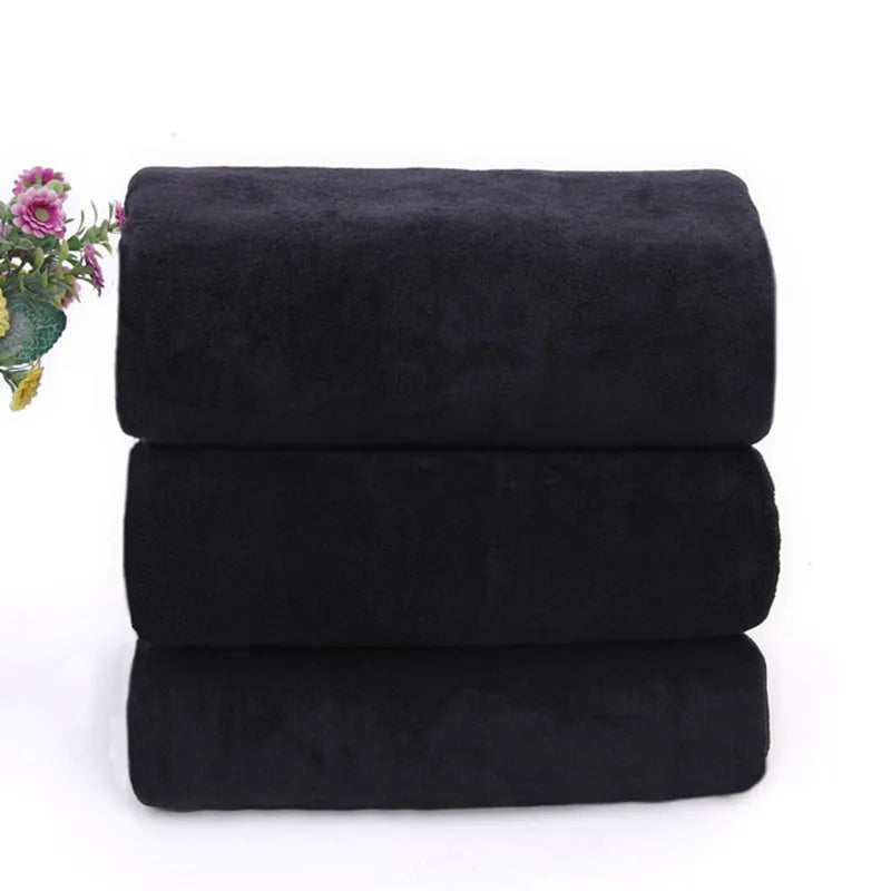 serviette bain microfibre séchage rapide noire rectangulaire 120x200cm moderne compressée absorption élevée lavable