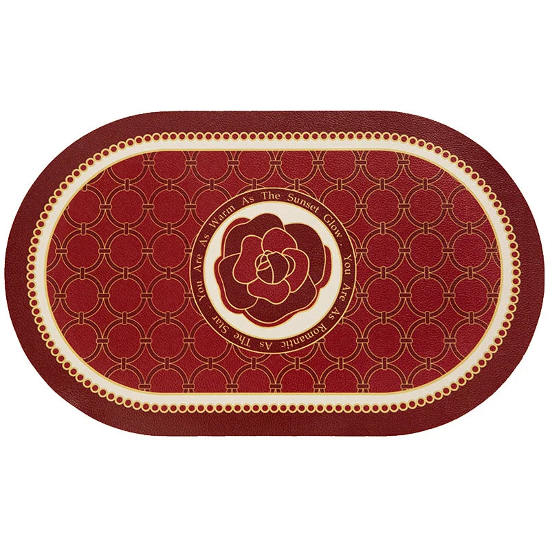 tapis table classique vintage noir blanc marron motif floral roses texte better life résistant