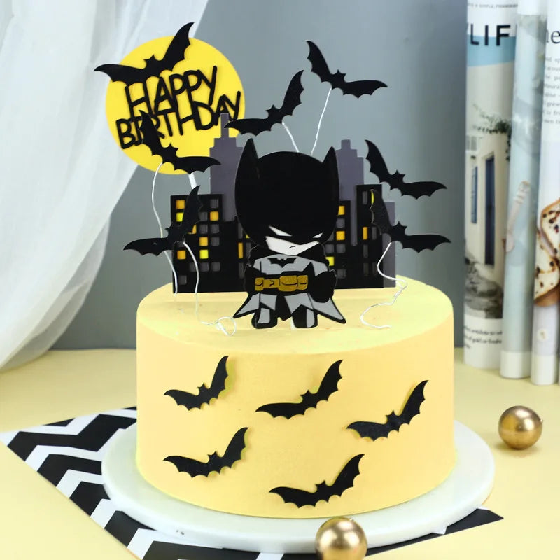 décoration gâteau thème batman captain america chauves souris ville super héros anniversaire enfant festivité