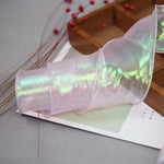 ruban organza holographique violet rose vert bleu blanc moderne élégant semi transparent 6cm 5yards