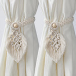 rideaux boho chic macramé franges blanc accessoires fenêtre deco chambre salon echangement fixations