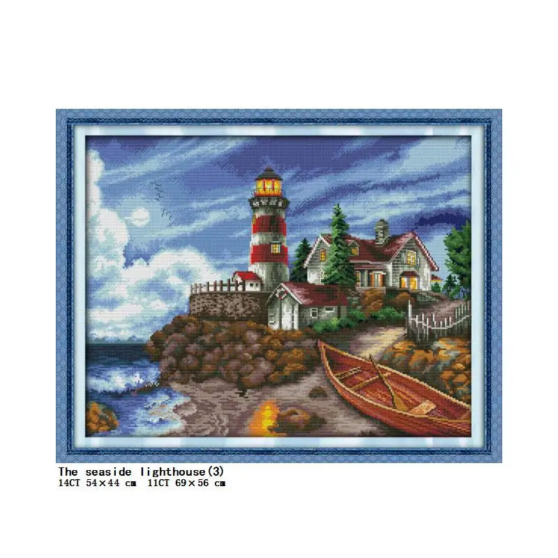 tableau point croix paysages maritimes motifs scéniques coton blanc peinture décoration maison cadeau enfants