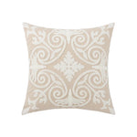 housse coussin brodée géométrique moderne fleur abstraite couleur beige blanc vert jaune décoration intérieure