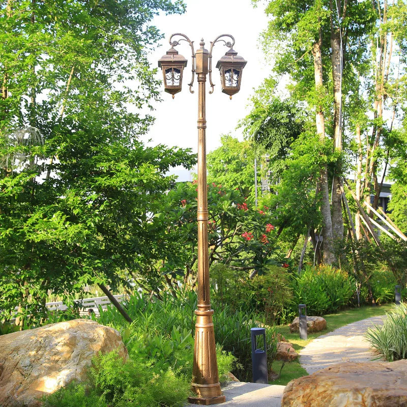 lampe rue industrielle bronze noir verre teinté ornements floraux classique ip54 26cm 3m