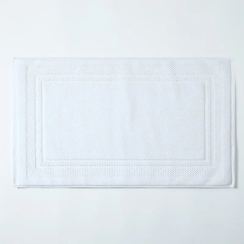 tapis bain coton gris blanc bleu olive bordure brodée absorption rapide antidérapant machine laver