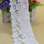 ruban dentelle fleurs blanc 100% coton largeur 8.5cm opacité fine écolo soluble eau decoration