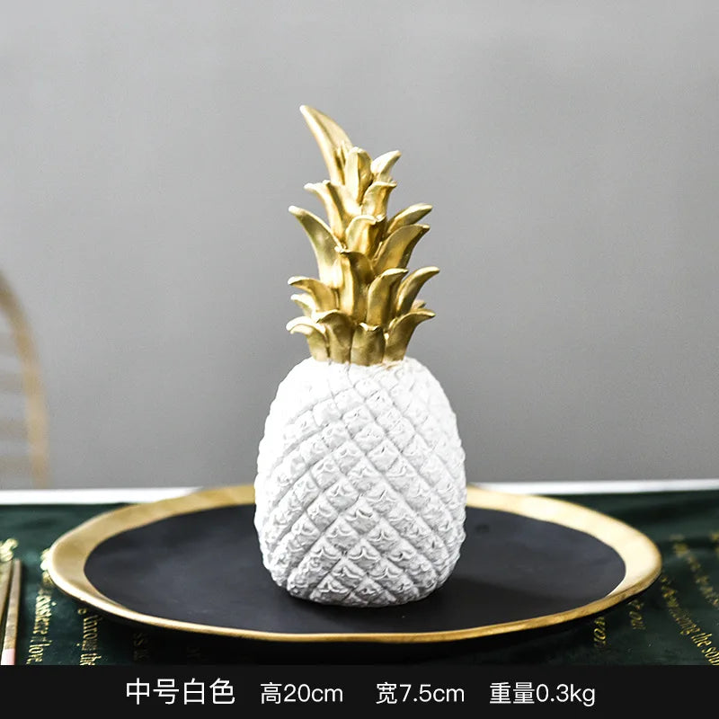 décoration moderne ananas résine noir blanc doré texture fruit chambre