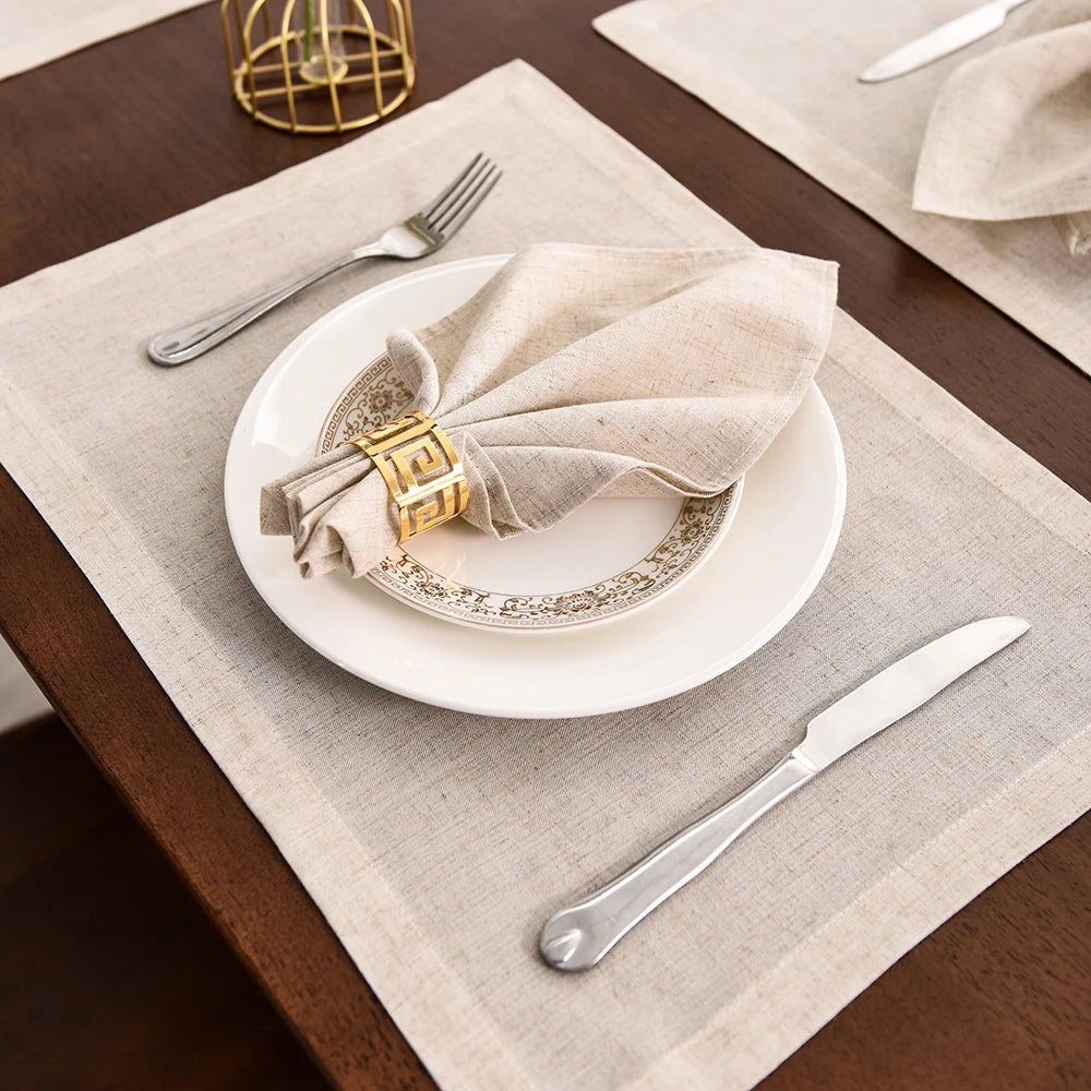 serviettes table lin naturel beige clair classique maison restaurant mariage festive