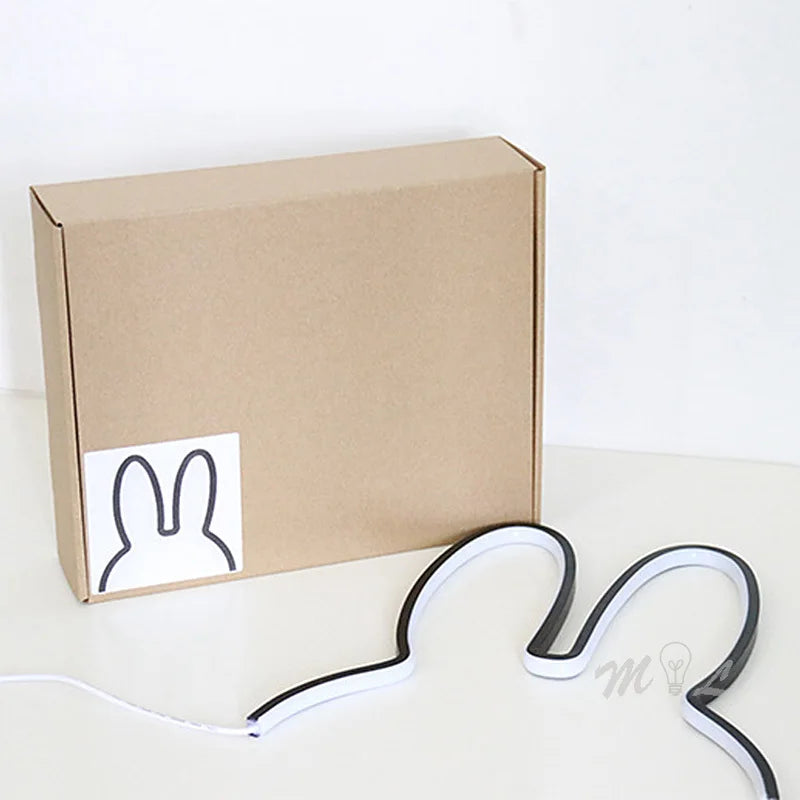 veilleuse led lapin moderne minimaliste câble interrupteur blanc chambre étude lumière nocturne deco chambre