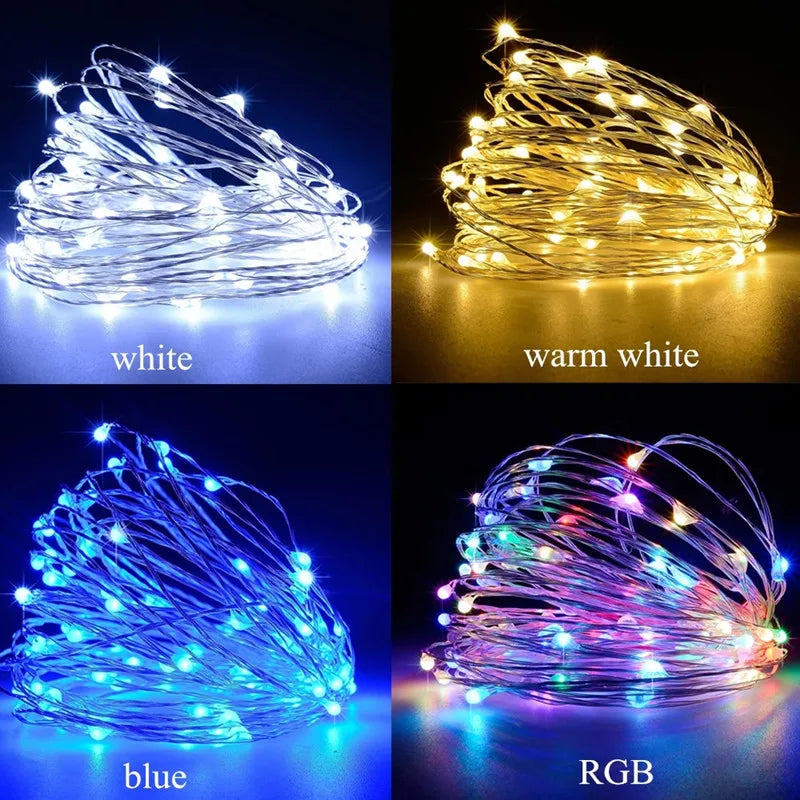 guirlande lumineuse led multicolore blanc blanc chaud bleu moderne clips télécommande modes timer