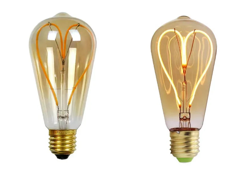 ampoules led décoratives spirale lumineuse doré translucide vintage base bois