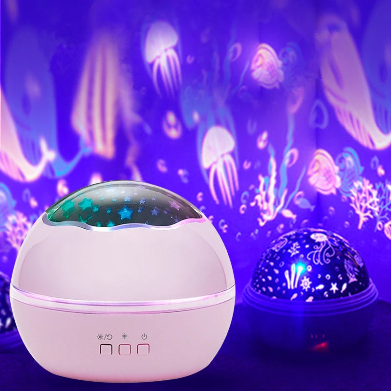 Projecteur Ball Star montrant le thème monde sous-marin avec méduses et poissons