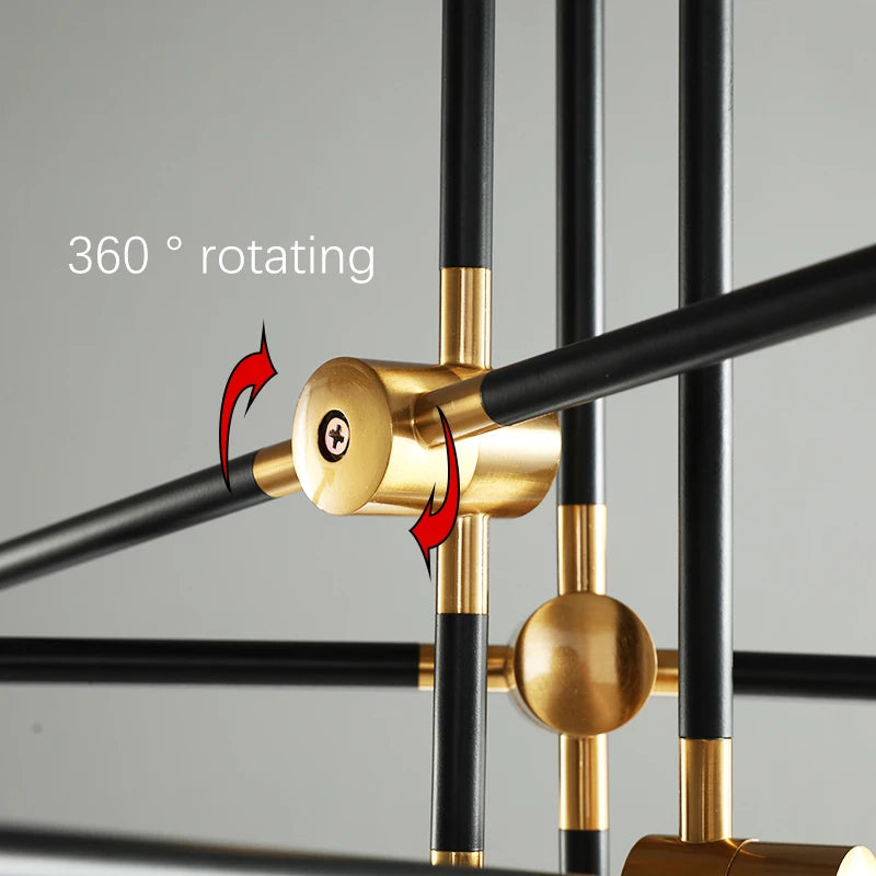 suspension lumineuse moderne noir doré sphères translucides led géométrique scandinave