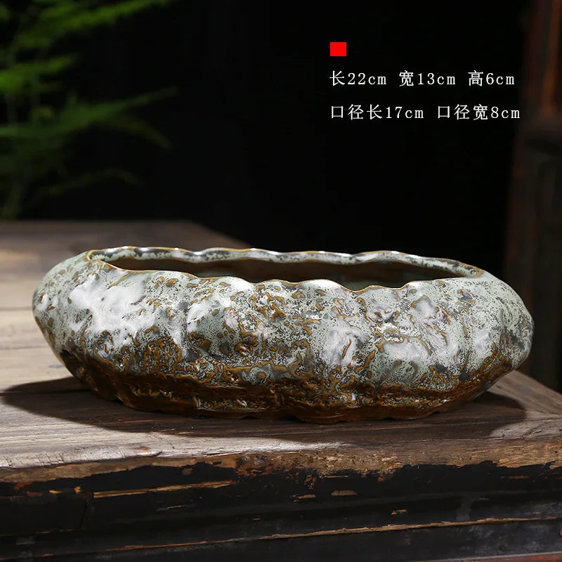pot plante céramique glacé moderne minimaliste vert gris matériau poterie sans trou