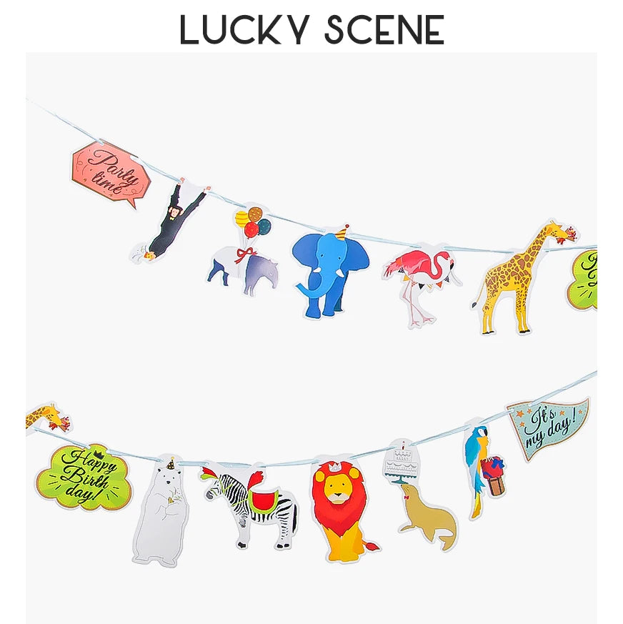 guirlande décorative anniversaire animaux mignons multicolore dessin animé oiseaux ours instruments musique
