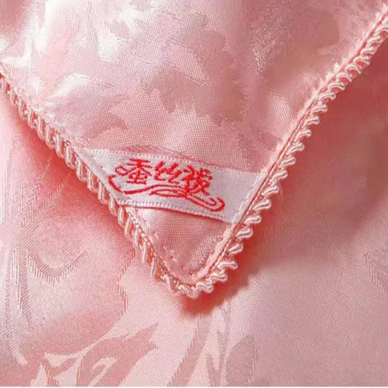 couette soie mûrier motif floral blanc coton polyester 200x230cm été élégante lavable adhésive