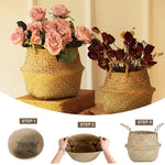 panier tissé osier pliable rangement stockage beige clair rustique naturel poignées corde