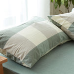 lot deux serviettes bain coton carreaux rose bleu beige gris vert blanc moderne