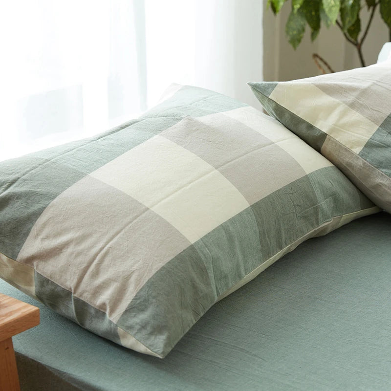 lot deux serviettes bain coton carreaux rose bleu beige gris vert blanc moderne