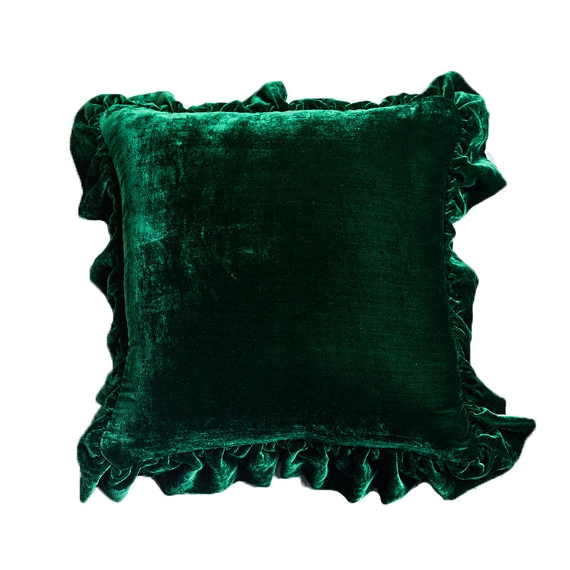 taies d'oreiller décoratives velours vert olive respectueuses environnement élégant maison fixation coussins