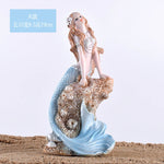 statue sirène résine bleu clair rose pâle coquillage mariage décoration intérieure fée méditerranéenne