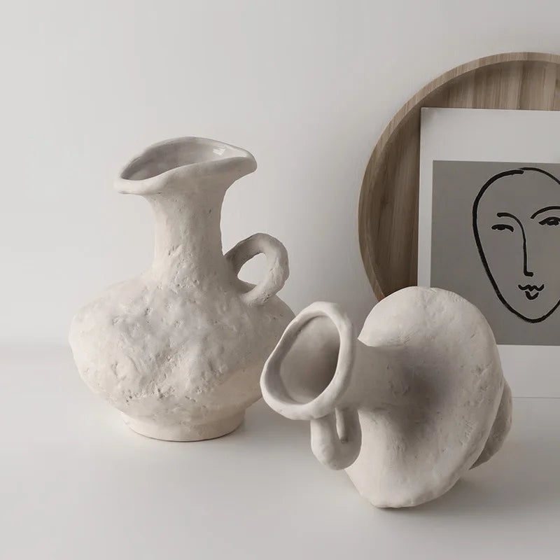 vase blanc céramique moderne minimaliste texturé opaque décoration intérieure table chambre esthétique