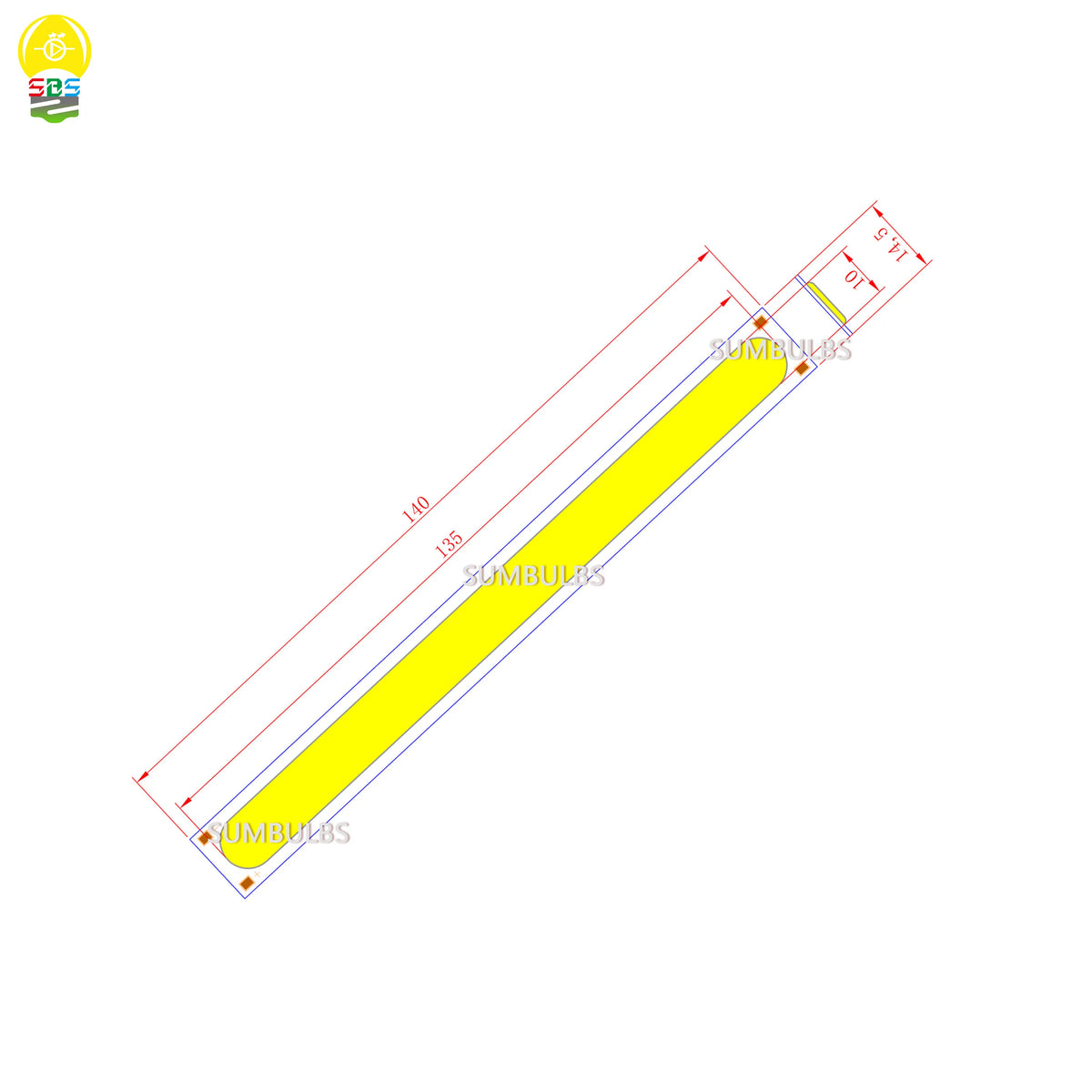 Lampe LED jaune gris moderne adhésive 140x14.5mm 500 999lm blanc froid 20000h