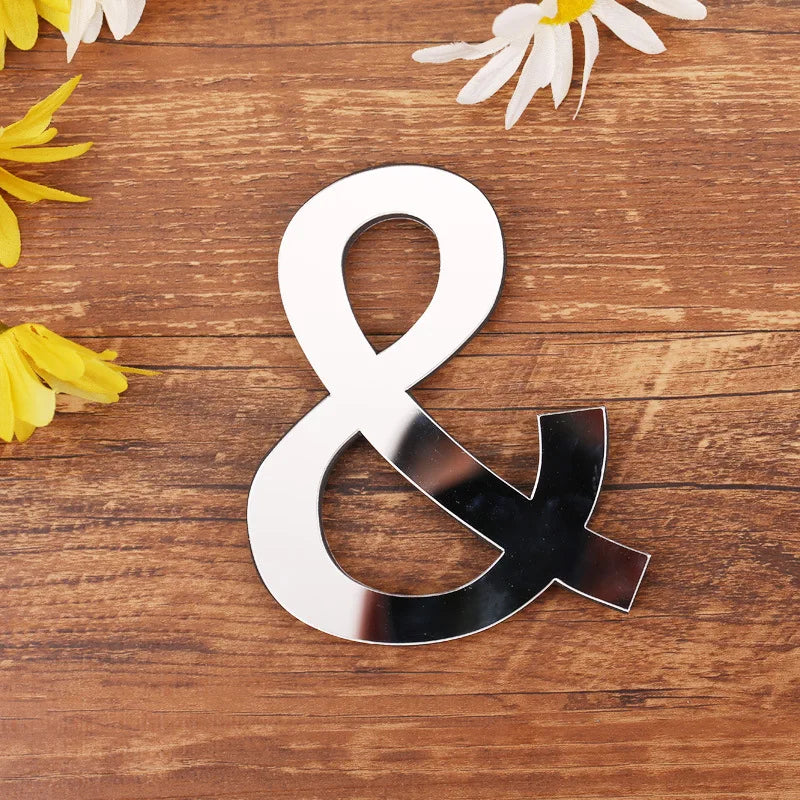 lettre acrylique miroir argentée autocollante décoration murale alphabet moderne fête mariage maison diy