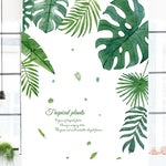 autocollant mural feuilles tropicales moderne adhésif vert opaque décoration murale résistant eau chambre salon