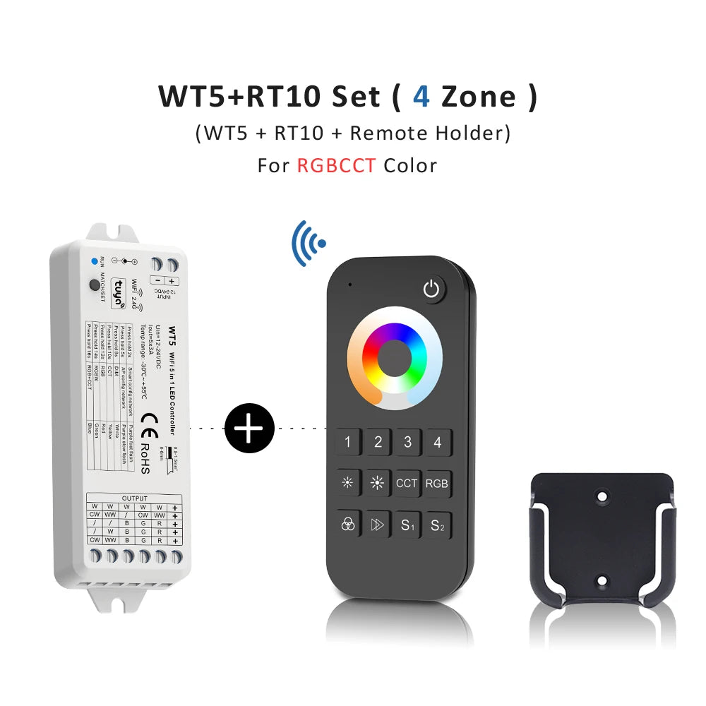 contrôleur led intelligent wifi rf 24g rh blanc noir cct rgb cct rgbw led