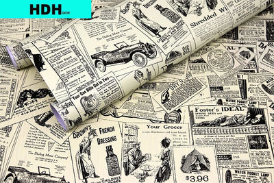 Papier peint auto-adhésif vintage journal jaune sur un mur de bureau