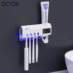 porte brosse dents stérilisation uv distribiteur dentifrice brosses dents moderne blanc adhésif solaire charge