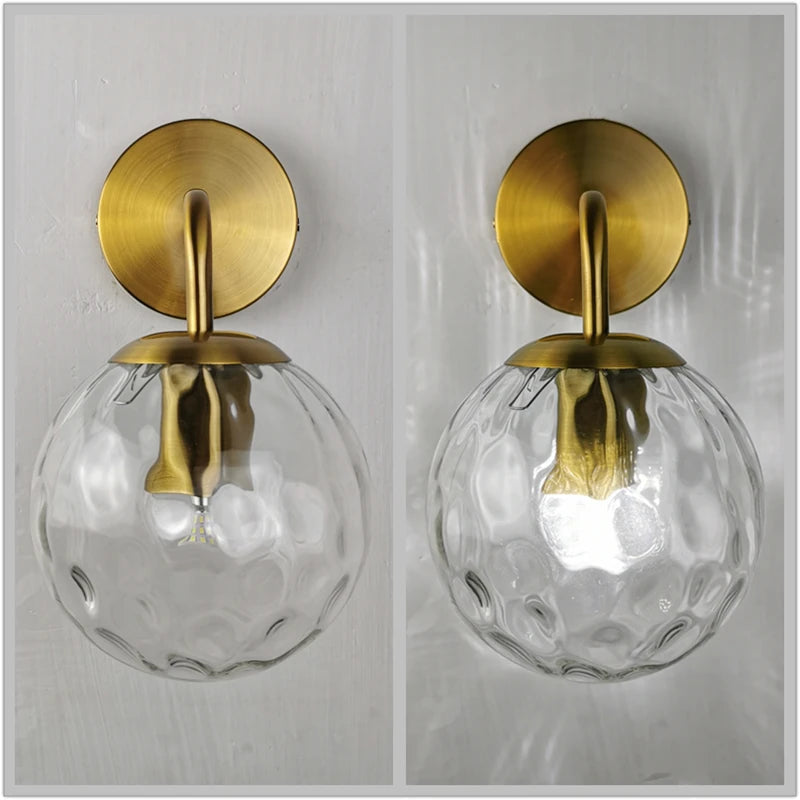 applique murale led moderne sphère verre gravée noir doré chambre salon cuisine 150mm 200mm