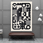 impression toile géométrique abstraite moderne noir blanc chambre