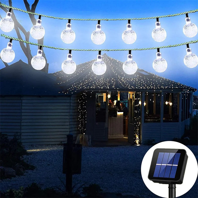 guirlande solaire étanche 11m 60leds multicolore autoinstallation extérieure festive led