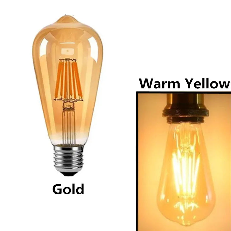lot ampoules led vintage filament doré culot e27 edison lumière chaude