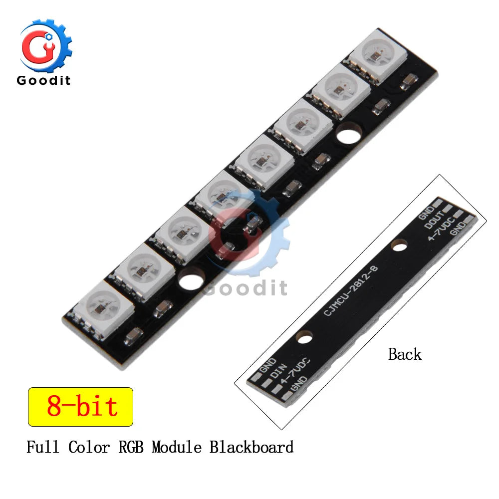 module led bits rgb noir blanc 5050 ws2812 arduino compatible carré ronde modulaire