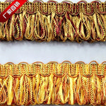 ruban décoratif or rouge franges pompons tissu élégant classique maison 13mètres