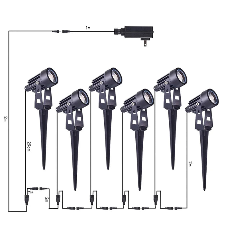 projecteur led moderne noir piquet cable 1m facile jardin extérieur ip65