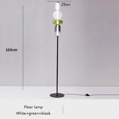 lampe sol moderne rouge blanc doré pied stable minimaliste vitrail led translucent