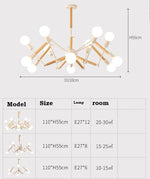 suspension lumineuse moderne araignée industrielle bois métal noir blanc ampoules E27 led scandinave