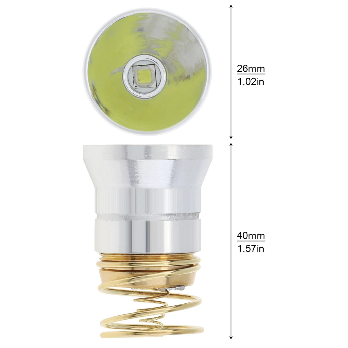 ampoules led remplacement module optique argenté doré lampe poche technique industrielle spiralée