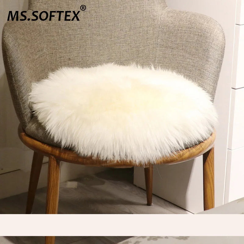 coussin chaise fourrure blanche moderne rond laine vraie anti décubitus blanc jaune marron rouge
