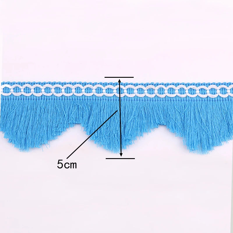 ruban frisé franges bleu clair rose noir marron décoratif 5cm artisanal diy decoration