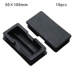 cache pieds noir adhésifs pratique rectangle haute qualité plastique 100x50mm 80x40mm 60x30mm 38x25mm 30x20mm