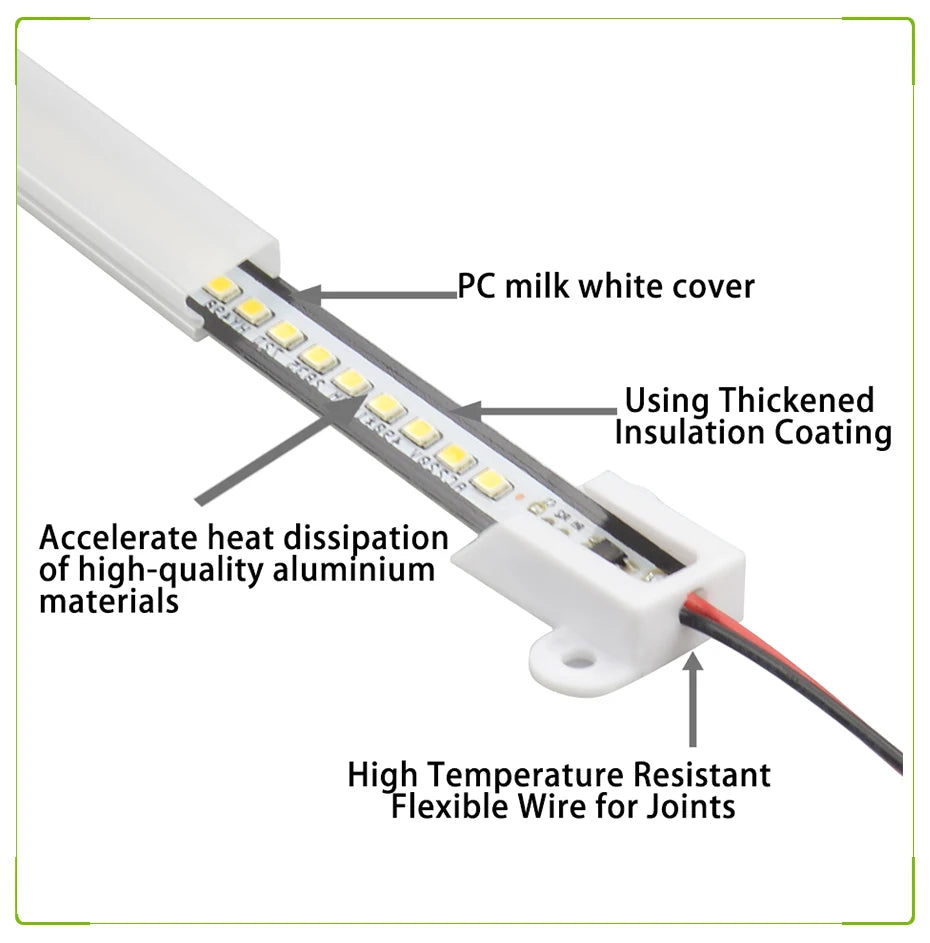 barre led transparente 6w blanc froid 180deg angle faisceau moderne 30cm 40cm 50cm