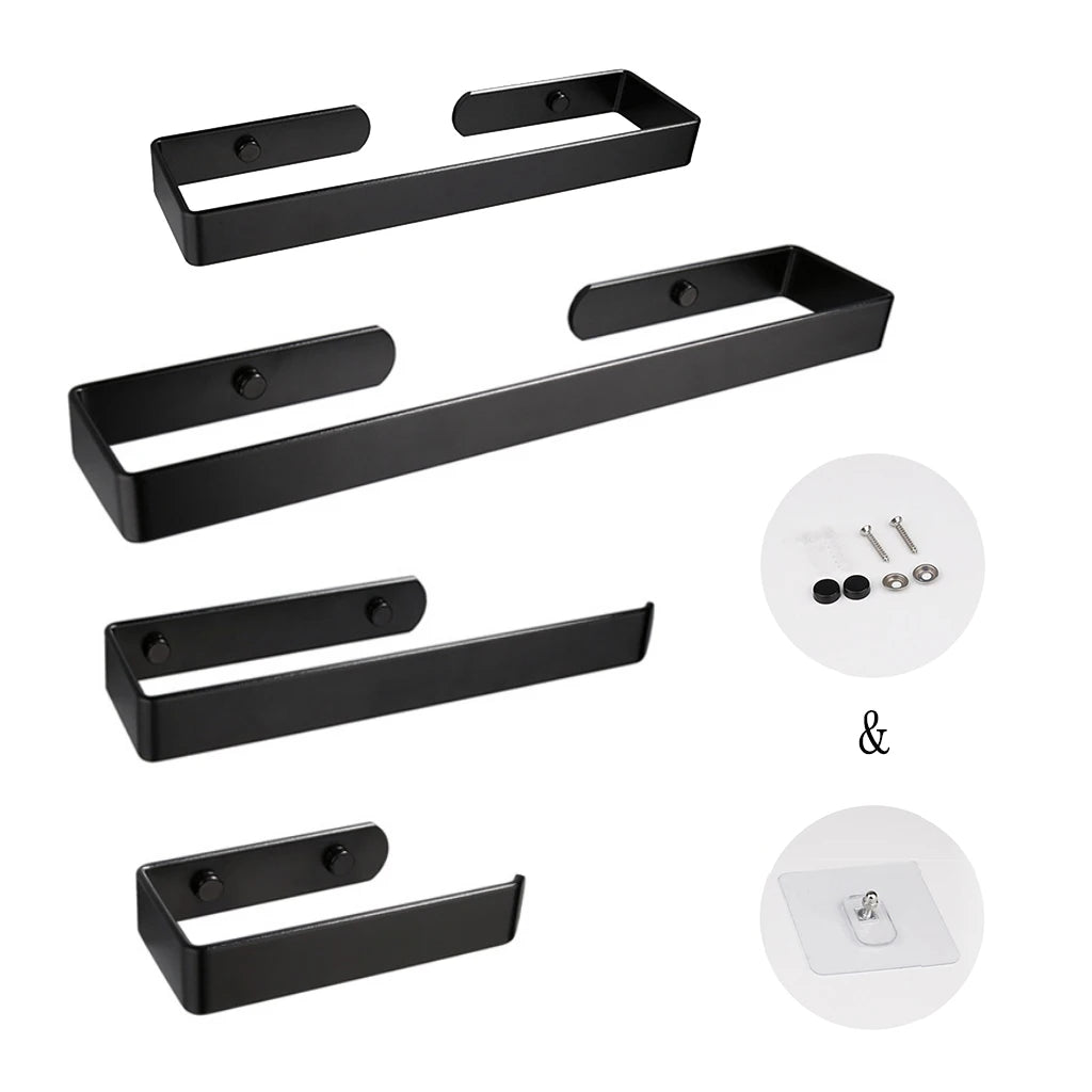 porte serviettes aluminium noir moderne minimaliste vis fixations rangement cuisine salle bains