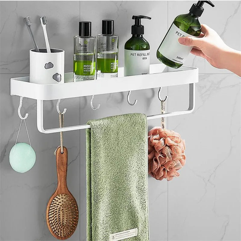étagère murale aluminium blanc moderne minimaliste 30cm 40cm 50cm crochets fixée boulons plat lisse