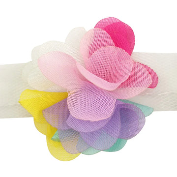 tulle transparent rubans fleurs décoratives multi couches couleurs vives rose pâle rose vif blanc