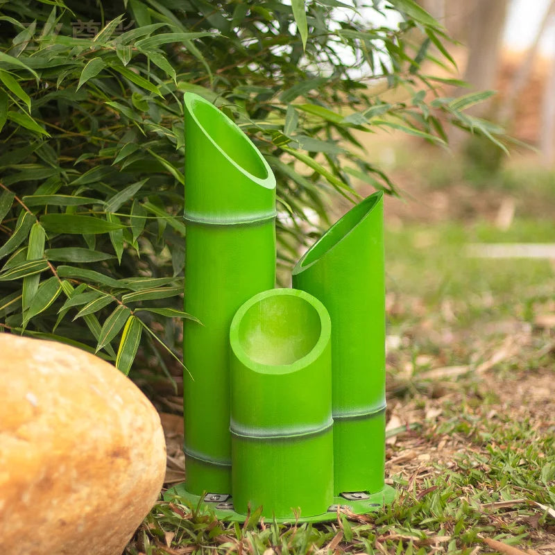 lampe sol moderne bambou vert clair lumière led ip65 extérieure autoinstallation